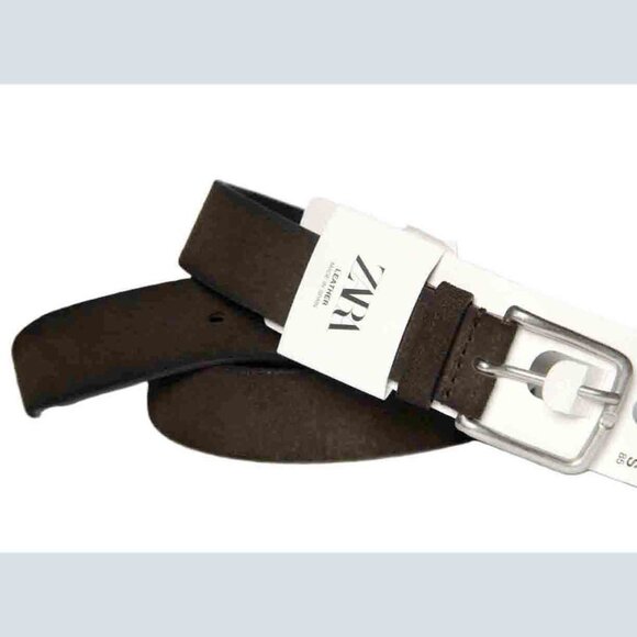 ZARA Brown Leather and Suede Belt Made in Spain 85cm Men's Size Small or 30 - Picture 1 of 2